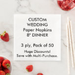 Custom 8&quot; Dinner Wedding Paper Napkins at Zazzle