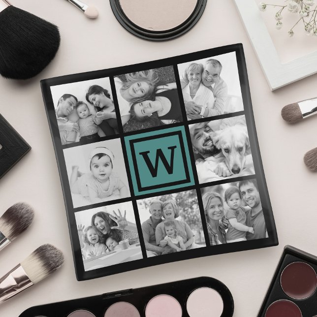 Custom 8 Keepsake Family Photo Collage Monogram Trinket Tray (Creator Uploaded)