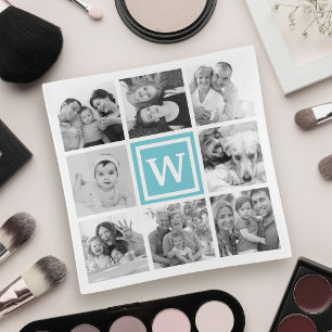 Custom 8 Keepsake Family Photo Collage Monogram Trinket Tray