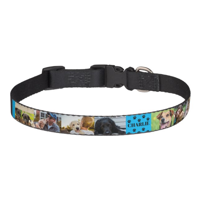Custom 8 Pet Photo Collage Dog Name  Pet Collar (Front)