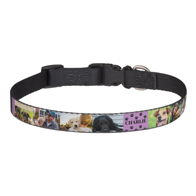 Custom 8 Pet Photo Collage Dog Name  Pet Collar (Front)