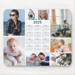 Custom 8 Photo Collage 2025 Calendar Mousepad