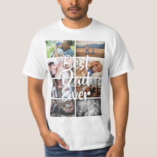 Custom 8 photo collage best dad ever picture DIY T_Shirt