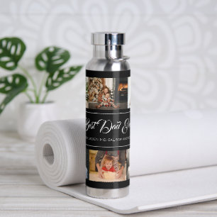 Custom 8 Photo Collage Best Dad Ever Water Bottle