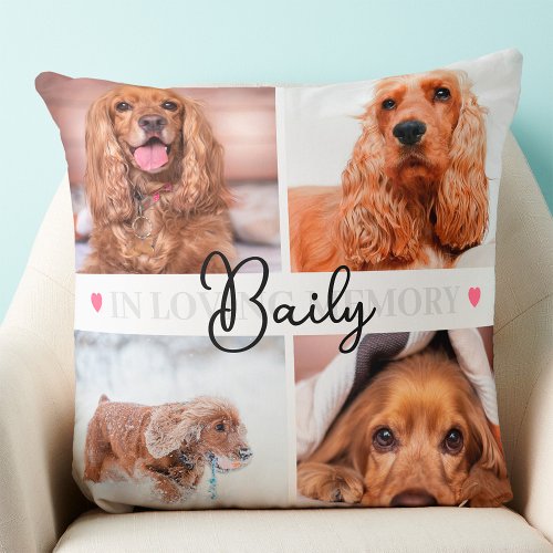 Custom 8 Photo Collage Dog Cat Rabbit Pet Memorial Throw Pillow