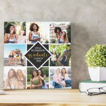 Custom 8 Photo Collage Gold Graduate Graduation Canvas Print