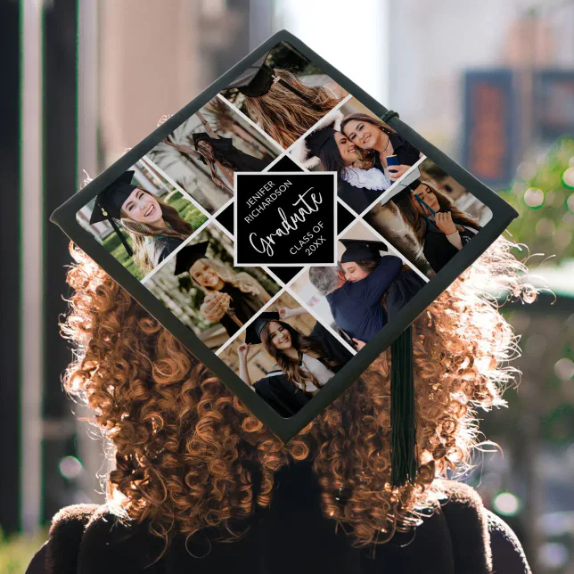 Custom 8 Photo Collage Graduation Cap Topper | Zazzle