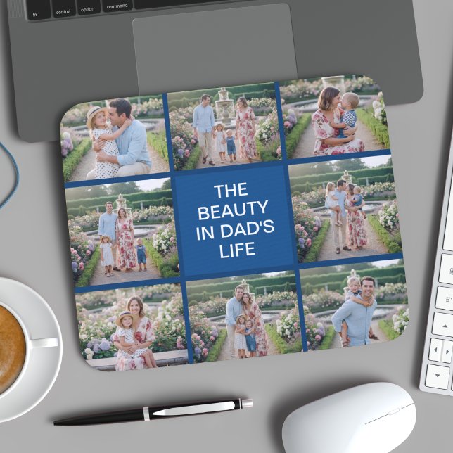 Custom 8 Photo Collage - Personalized Dad Gift Mouse Pad (Creator Uploaded)