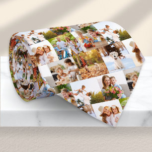 Custom 8 Photo Collage Personalized Father's Day Neck Tie