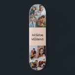 Custom 8 Photo collage Personalized Name Blush Skateboard<br><div class="desc">Customize your skateboard with your photos and name
Personalize it with 8 of your photos and your name by clicking personalize it option.
Modern trendy and cool design for all the skaters!</div>