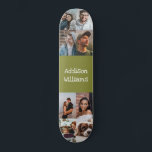 Custom 8 Photo collage Personalized Name green Skateboard<br><div class="desc">Customize your skateboard with your photos and name
Personalize it with 8 of your photos and your name by clicking personalize it option.
Modern trendy and cool design for all the skaters!</div>