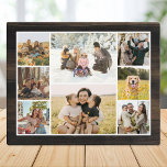 Custom 8 Photo Collage Plaque<br><div class="desc">Make your own photo display plaque featuring 8 of your cherished photo memories in a modern grid style photo collage. Simply add your pictures for custom photo home decor or personalized gift for family and friends. Features faux wood frame image background.</div>