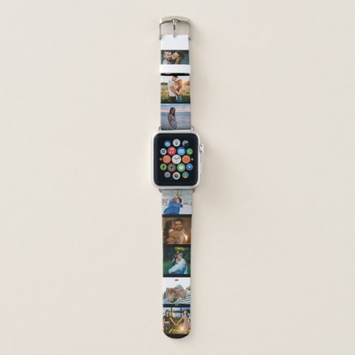 Custom 8 Photo Collage Template Personalized Black Apple Watch Band