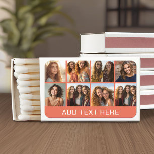Custom 8 Photo Collage with Square Photos Matchboxes