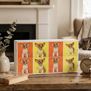 Custom 8 Photo Collage Your Pet Dog Picture On Wooden Box Sign