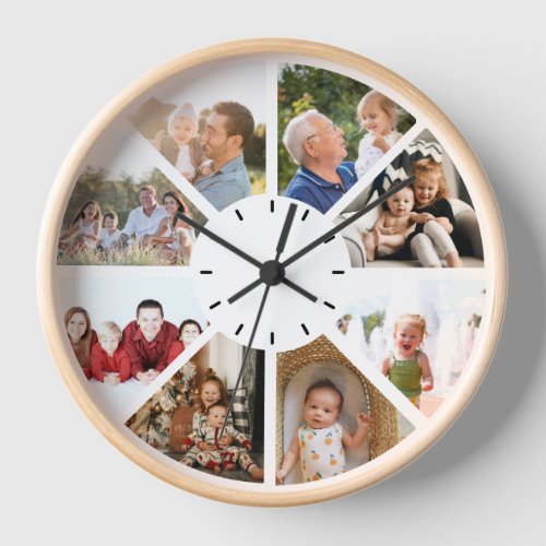 Custom 8 Photo Family Children grandparent gift Clock