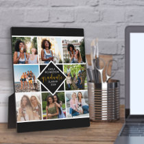 Custom 8 Photo Grid Collage Gold Graduate Plaque