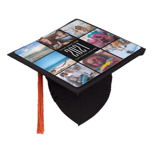 Custom 8 Photos Collage Personalized Name Year Graduation Cap Topper