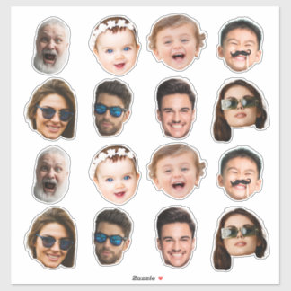 Custom 8 Photos Faces Waterproof Vinyl Stickers