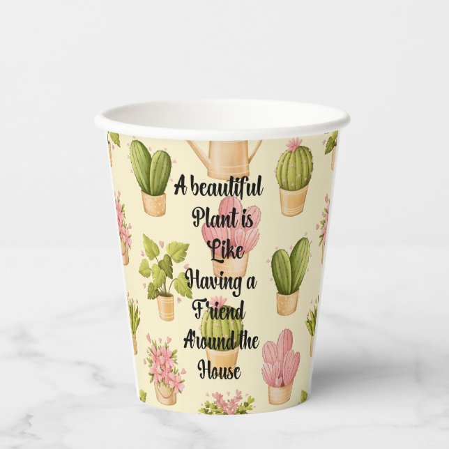 Custom 8oz Paper Cup with Garden Quote (Front)