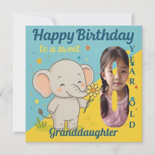 Custom 8th Birthday Elephant Sweet Your Photo Card