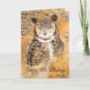 Custom 90th Birthday, Owl Wild & Crazy Card
