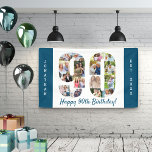 Custom 90th Birthday Party Photo Collage Banner<br><div class="desc">Create your own photo collage banner for a 90th Birthday Party. The template is set up for you to add your custom name or wording and your favorite photos. Your photos will automatically appear as a photo collage in the shape of the number 90. The banner has ocean blue borders...</div>