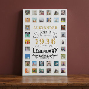 Custom 90th Birthday Photo Collage Family Memories Faux Canvas Print