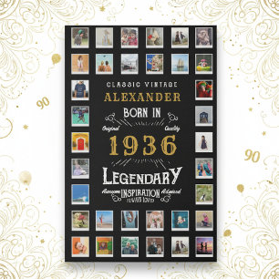 Custom 90th Birthday Photo Collage Family Memories Faux Canvas Print