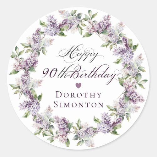 Custom 90th Birthday Purple Lilac Envelope Seal