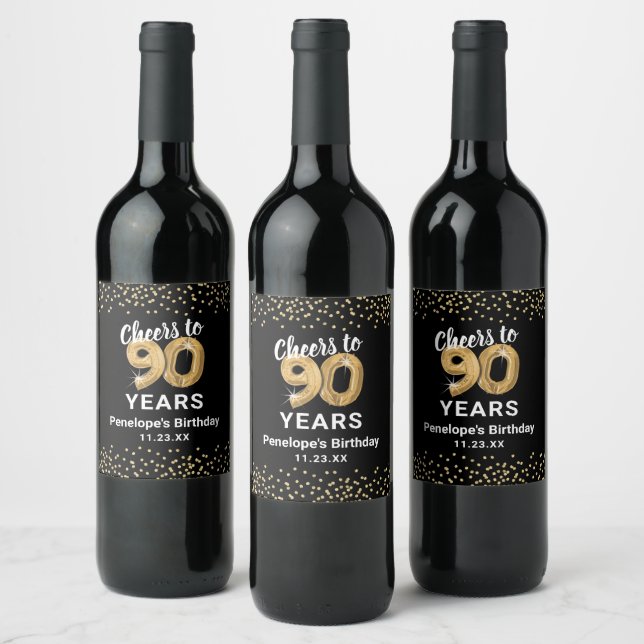 Custom 90th Birthday Wine Label (Bottles)