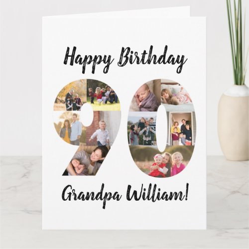 Custom 90th Number Photo Collage Custom Greeting