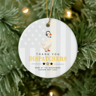 Custom 911 Dispatcher Goose With Headset Thank You Ceramic Ornament