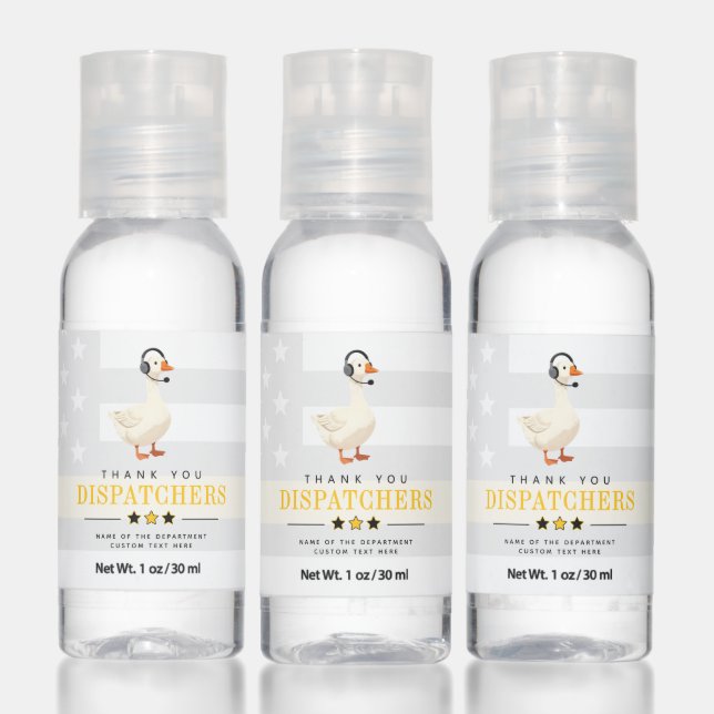 Custom 911 Dispatcher Goose With Headset Thank You Hand Sanitizer (Set)