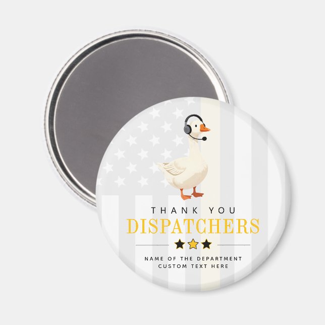 Custom 911 Dispatcher Goose With Headset Thank You Magnet (Front/Back)