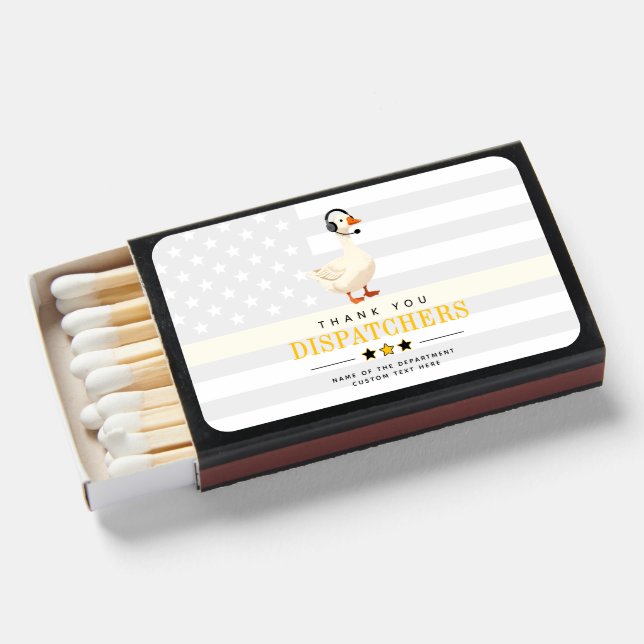Custom 911 Dispatcher Goose With Headset Thank You Matchboxes (Front Open)