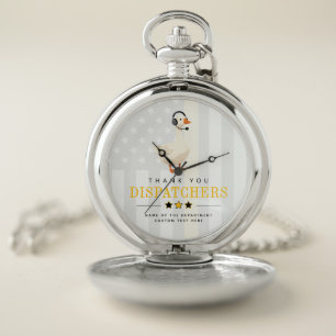 Custom 911 Dispatcher Goose With Headset Thank You Pocket Watch
