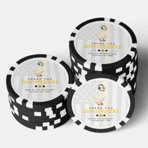 Custom 911 Dispatcher Goose With Headset Thank You Poker Chips