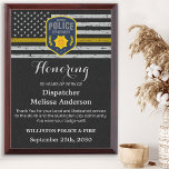 Custom 911 Dispatcher Retirement Thin Gold Line  Award Plaque<br><div class="desc">Celebrate and show your appreciation to an outstanding Dispatcher with this Thin Gold Line Award - American flag design in Dispatcher Flag colors , modern black gold design. Personalize this dispatcher retirement award with dispatchers name, text with police department, law enforcement, emergency, or fire department name and community, and date...</div>