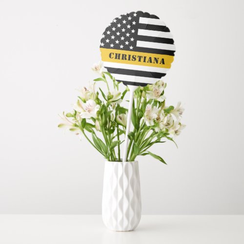 Custom 911 Dispatcher USA Flag Thin Gold Line Balloon