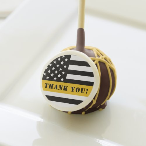 Custom 911 Dispatcher USA Flag Thin Gold Line Cake Pops