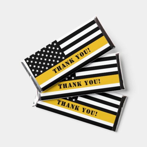 Custom 911 Dispatcher USA Flag Thin Gold Line Hershey Bar Favors