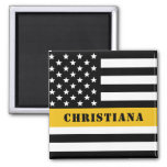 Custom 911 Dispatcher Usa Flag Thin Gold Line Magnet at Zazzle