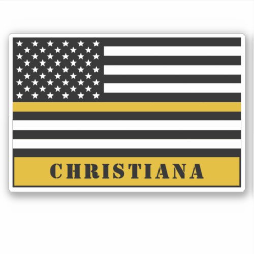 Custom 911 Dispatcher USA Flag Thin Gold Line Sticker