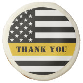 Custom 911 Dispatcher USA Flag Thin Gold Line Sugar Cookie (Front)