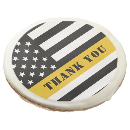 Custom 911 Dispatcher USA Flag Thin Gold Line Sugar Cookie