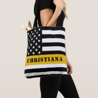 Custom 911 Dispatcher USA Flag Thin Gold Line