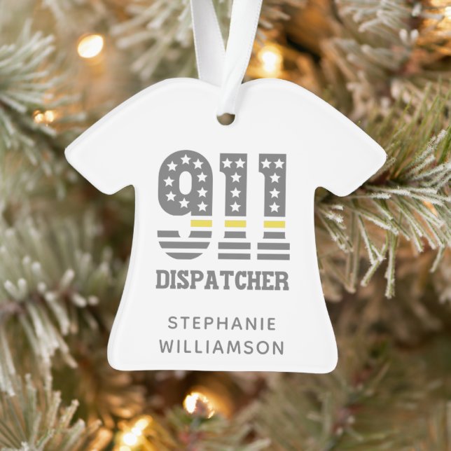 Custom 911 Dispatcher USA Flag Thin Yellow Line  Ornament (Tree)