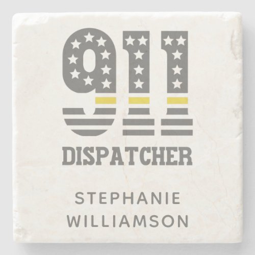 Custom 911 Dispatcher USA Flag Thin Yellow Line  Stone Coaster