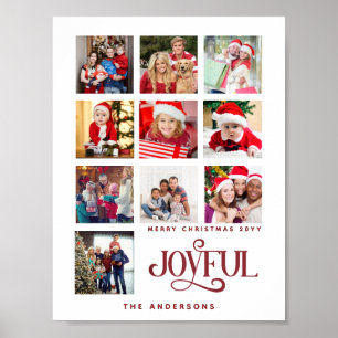 Custom 9 Photo Collage Merry Christmas  Poster